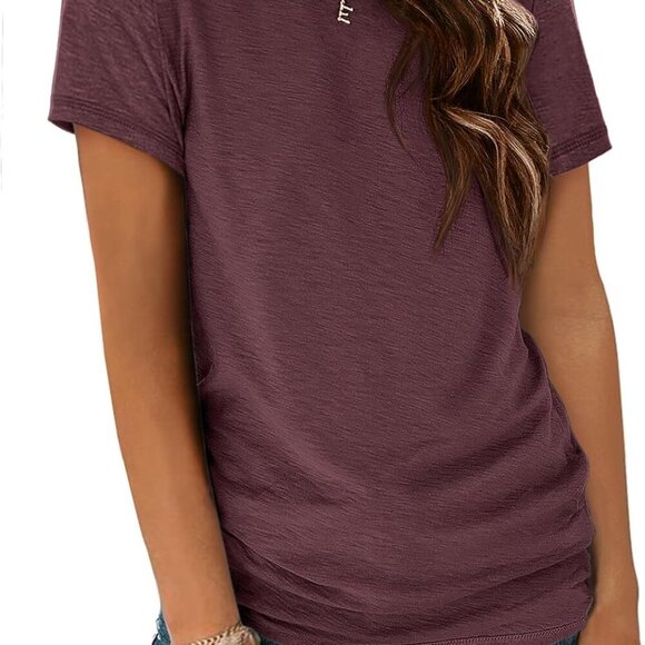 Women's Summer Basic Casual Top Large Wine - Picture 1 of 6
